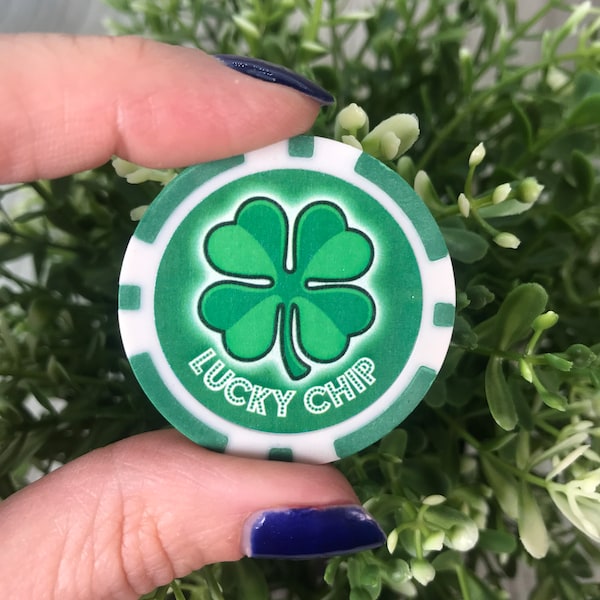 Four Leaf Clover Lucky Chip Good Luck Gift Gambler Gift Lucky Charm- Made in UK - FREE P&P