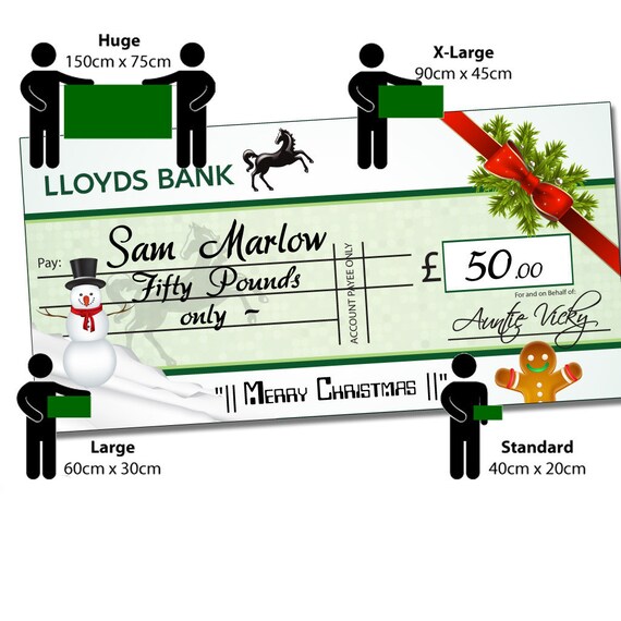 Personalised Giant Christmas Cheque Gift of Money Money - Etsy