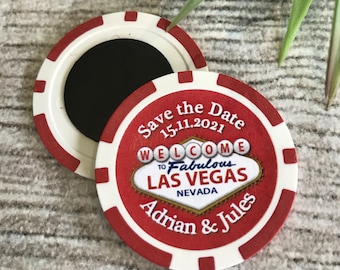 Save the Date Magnet Poker Chip Fridge Magnet Las Vegas Wedding - Made in UK