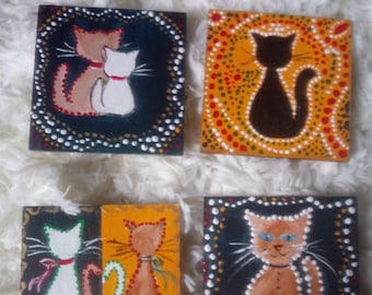 Cat magnets, acrylic cats with a magnet, cat portrait on magnet