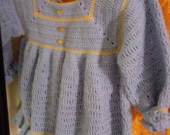 forget-me-not dress- crochet baby dress- baby photo props-baby event dress-blue event dress-ocasion baby dress-vestito da bambino-baby prop
