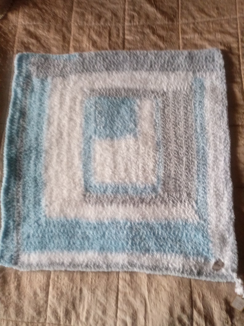 Luxury fur chenille blanket pet blanket crochet cat plaid blue mix 70x68cm