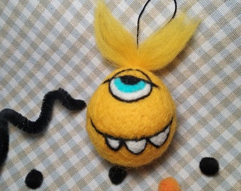 Monstruo de lana de fieltro hecho a mano, decoración de Halloween