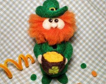 Handmade Felt Leprechaun Doll, St. Patrick's Day Decor
