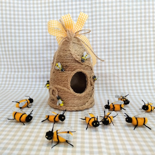 Set Of Beehive With Bees, Handmade Beehive With Bees, Gift Beehive With Bees, Educational Toys, Pretend Play