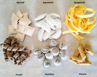 Educational Set Of Pasta 6 Types, Handmade Set Of Felt Pasta Pretend Play, Gift Set Of Felt Pasta, Felt Food, Play Kitchen Food