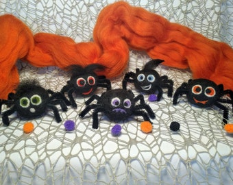 Arañas de lana hechas a mano para Halloween, decoración para fiestas