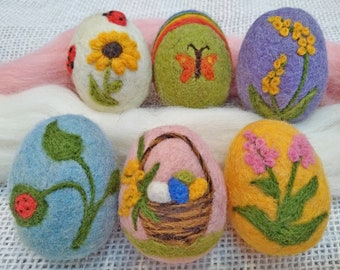 Handmade Felted Easter Egg Ornaments, Wool Decor
