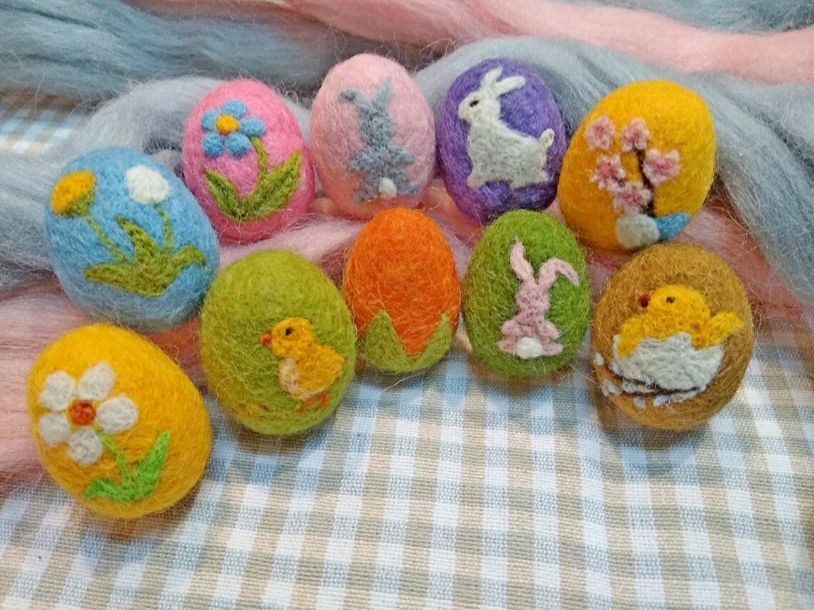 Easter Eggs Ornaments Easter Eggs Wool Felt Felt Eggs Etsy