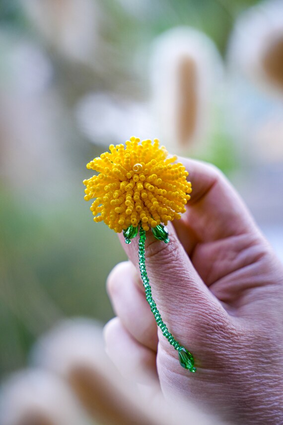 Dandelion Brooch Dandelion Pin Handmade Jewelry Flower Brooch Gift Brooch Art Deco Brooch Beads Brooch Etsy Canada