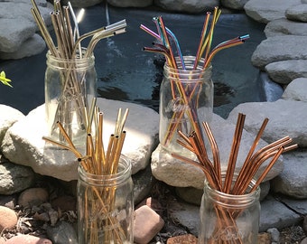 4pack - Stainless Steel Drinking Straws - Metal Straws - Bent Straws  - Reusable Straws - Straw brush