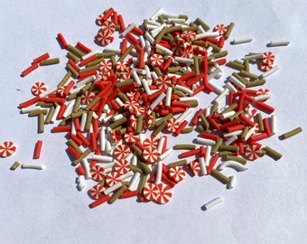 REINDEER SPRINKLES - POLYMER Clay Sprinkles - Peppermint Slices - Fake Sprinkles - Craft Sprinkles