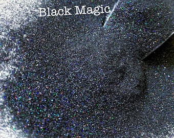 Black Magic Holographic Ultra Fine Glitter, Solvent Resistant Resin Art Supply