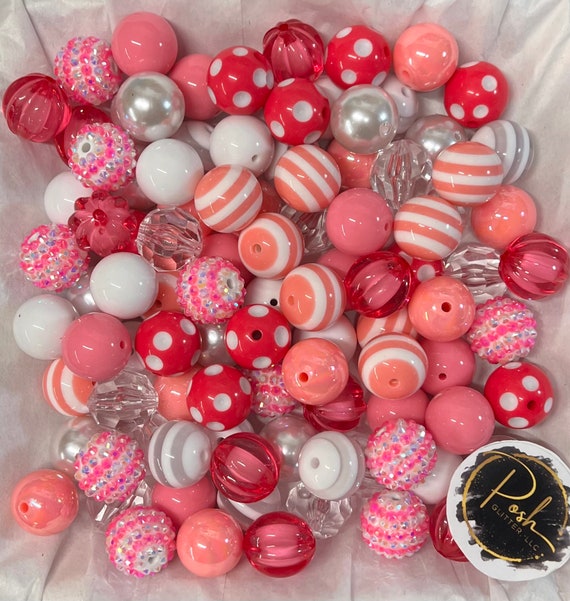 PINK Peach BUBBLEGUM BEADS 20mm 13 Chunky Beads, Bubble Gum Bead Sets,  Acrylic Beads, Chunky Bead Sets 