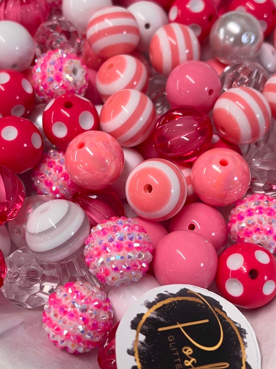 20mm and 16mm Pink Painted Wood Beads Valentine Beads Baby Girl Beads  Beading Supply Pack of 10 Beads 