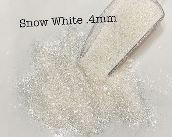 SNOW WHITE .4MM - Fine White Silver Glitter - Polyester Glitter - Solvent Resistant