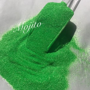 MOJITO GREEN - Pearlescent Neon Green Ultra Fine Glitter - Polyester Glitter - Solvent Resistant - Fluorescent Glitter