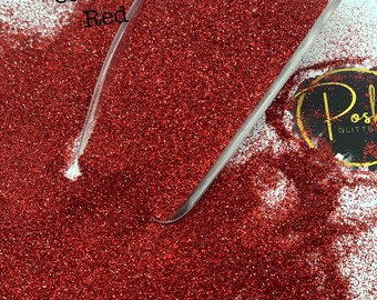 CARDINAL RED Red Fine Glitter, Red Glitter, Polyester Glitter,  Solvent Resistant, Red Holographic Glitter, Resin Art, Scrapbooking