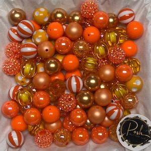 ORANGE BUBBLEGUM BEADS 20mm - #6 - Chunky Beads, Bubble Gum Bead Sets, Acrylic Beads, Chunky Bead Sets-20 Count Bead Set