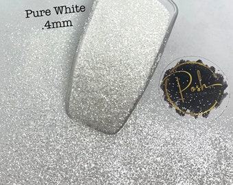 PURE WHITE .4MM - Fine Pearlescent White Glitter - White Glitter - Hex Cut - Polyester Glitter - Solvent Resistant