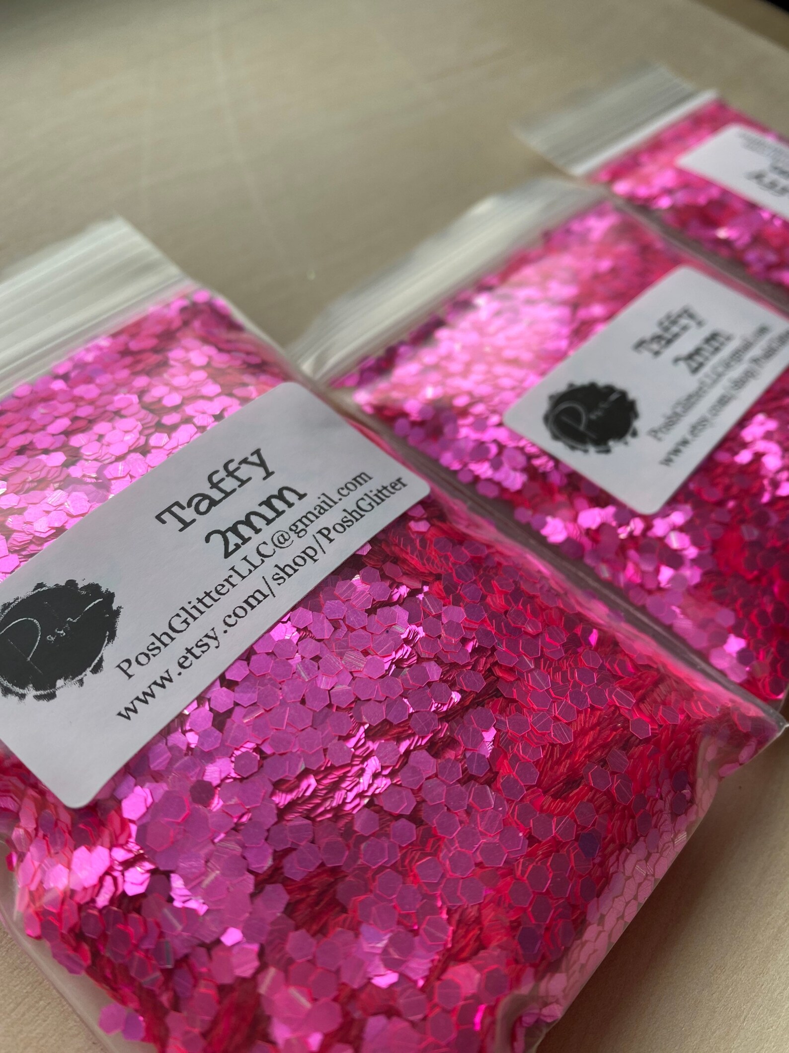 TAFFY 2MM Pink Silver Color Shift Glitter 2MM Hex Cut Etsy