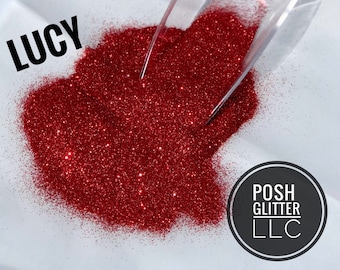 LUCY RED, Red Metallic Glitter, Ultra Fine Glitter, Polyester Glitter, Solvent Resistant-Red Glitter, NOT Holographic