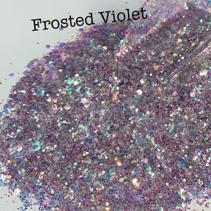 FROSTED VIOLET Iridescent Holographic Purple Glitter Mix, Purple Violet Glitter, Polyester Glitter, Solvent Resistant, Light Purple Glitter