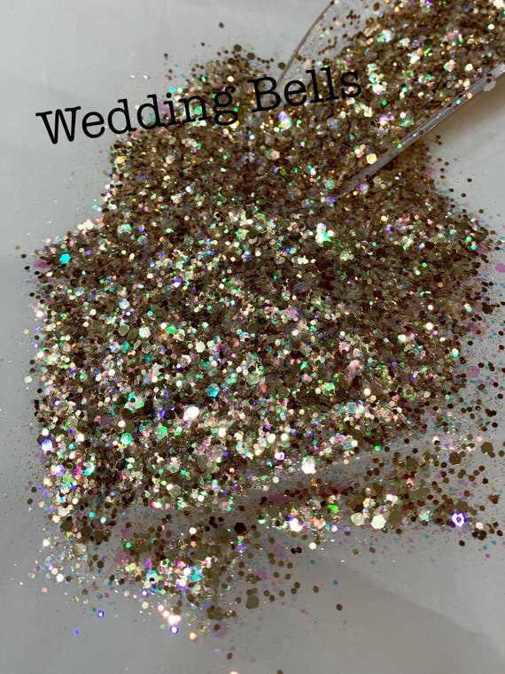 WEDDING BELLS Champagne Gold Chunky Glitter Mix, Polyester Glitter, Solvent  Resistant, Gold Glitter, Snow Globe Tumblers, Glitter Nails 