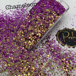 CHAMELEON Pink Gold Color Shift Glitter, 1MM Hex Cut Glitter,  Polyester Glitter, Solvent Resistant, Chunky Glitter, Resin Art, Tumblers