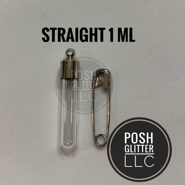 STRAIGHT 1MM - FLOATING CHARM - glitter charm - Pendant - glass bottle - tube