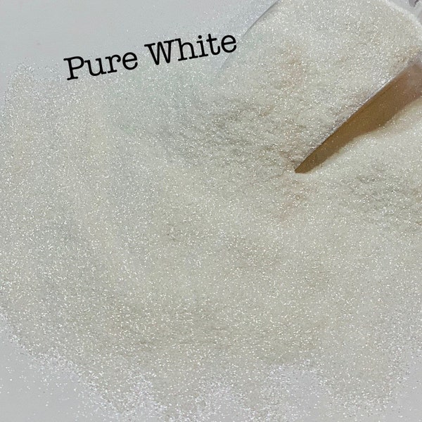 PURE WHITE - White Pearlescent Glitter - Ultra Fine Loose Glitter - Polyester Glitter - Solvent Resistant