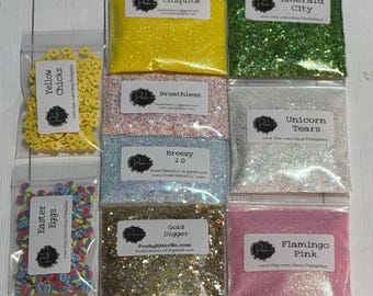 Glitter Sampler Variety Bundle - Ultra Fine - Chunky -  Polyester Glitter Solvent Resistant, Glitter Sample Pack - FREE Shipping
