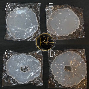 4 pc AGATE - Geode - MOLD - SILICONE - Molds - Shiny Mold - Round - Oval