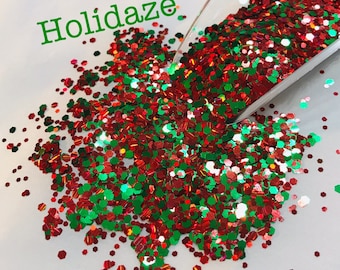 Holidaze Red and Green Chunky Glitter Mix, Christmas Polyester Glitter