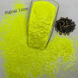 SIGNAL YELLOW - 1MM Hex Chunk - Fluorescent Yellow Pearlescent Glitter - Polyester Glitter - Solvent Resistant