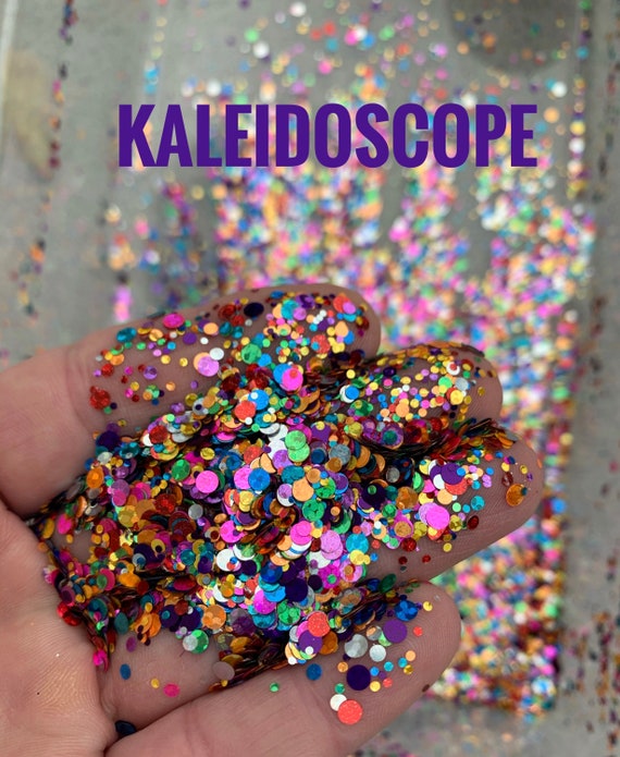 KALEIDOSCOPE - Multi Circle Cut Glitter-Chunky Rainbow Glitter Mix- Bright Colors Glitter Mix Polyester Glitter - Holographic Glitter