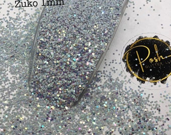 ZUKO - 1MM Hex Chunk - Polyester Glitter - Solvent Resistant - Gray Glitter