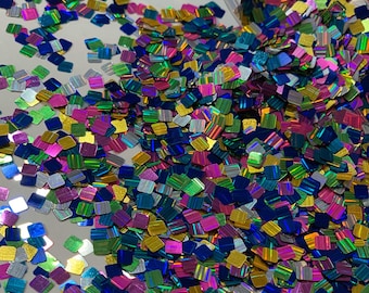 CARNI  Multi Color SQUARE Cut Glitter, Holographic Custom Glitter, Chunky Mix, Polyester Glitter, Solvent Resistant