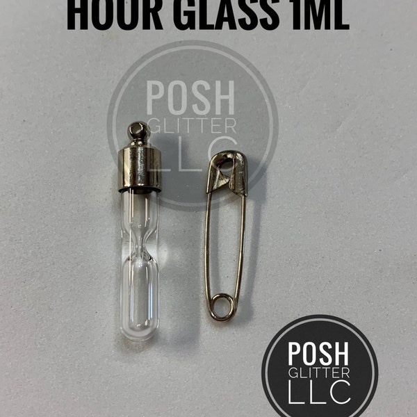 HOURGLASS 1MM - FLOATING CHARM - glitter charm - Pendant - glass bottle - tube