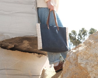 cobalt blue bag | tiles pattern | women's shoulder bag | perfect bag for spring | handmade in portugal | high quality materials