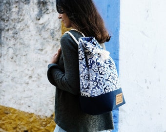 portuguese tiles backpack | summer bag | handmade in portugal