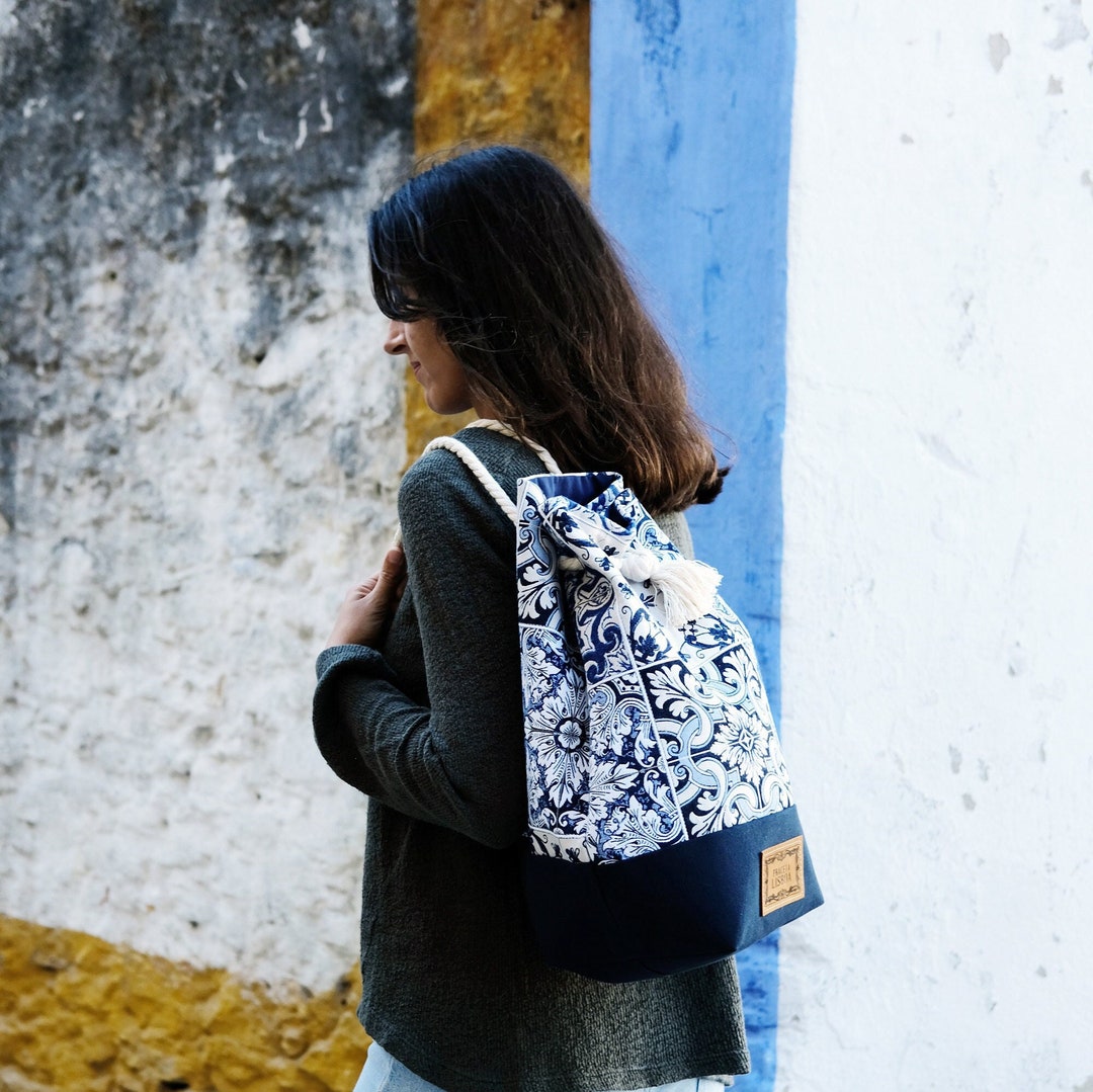 Portuguese Tiles Backpack Summer Bag Handmade in Portugal Etsy