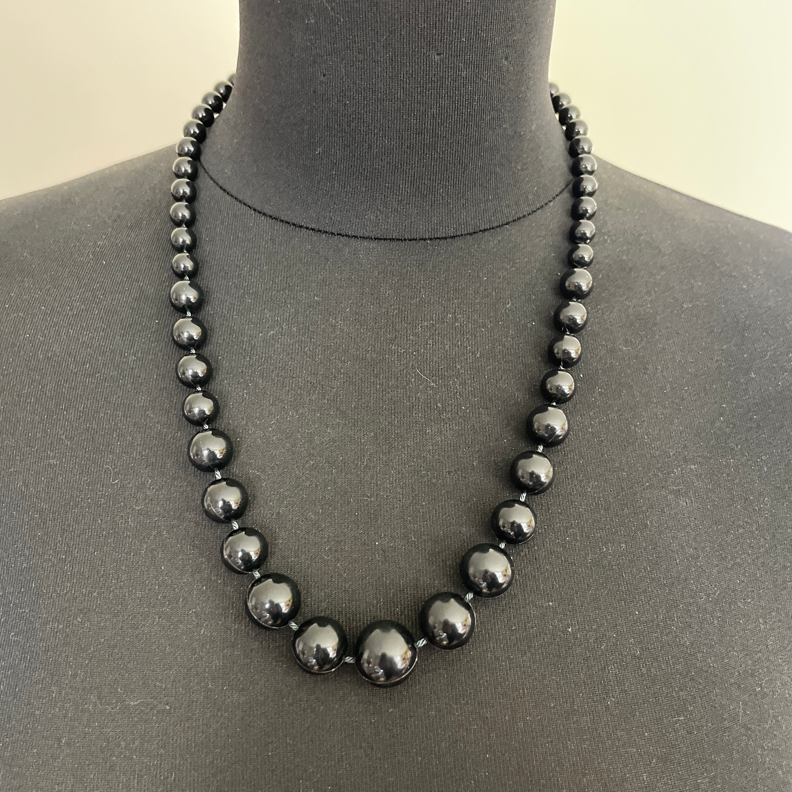 VTG 80s JPG Black Devil Ball Necklace-