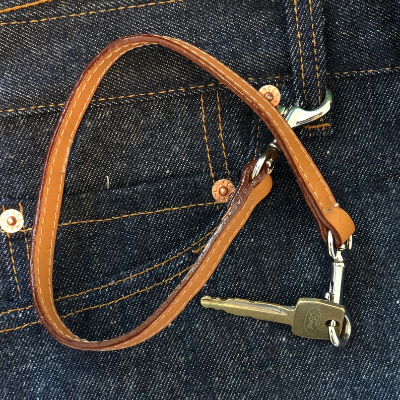 Keychain Lanyard in Natural Tan Leather 17 x 12