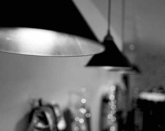 Retail Shop Lamps Blurred in Black & White - Digital Download Photograph