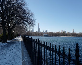 Central Park Reservoir Print: Manhattan Skyline Photography