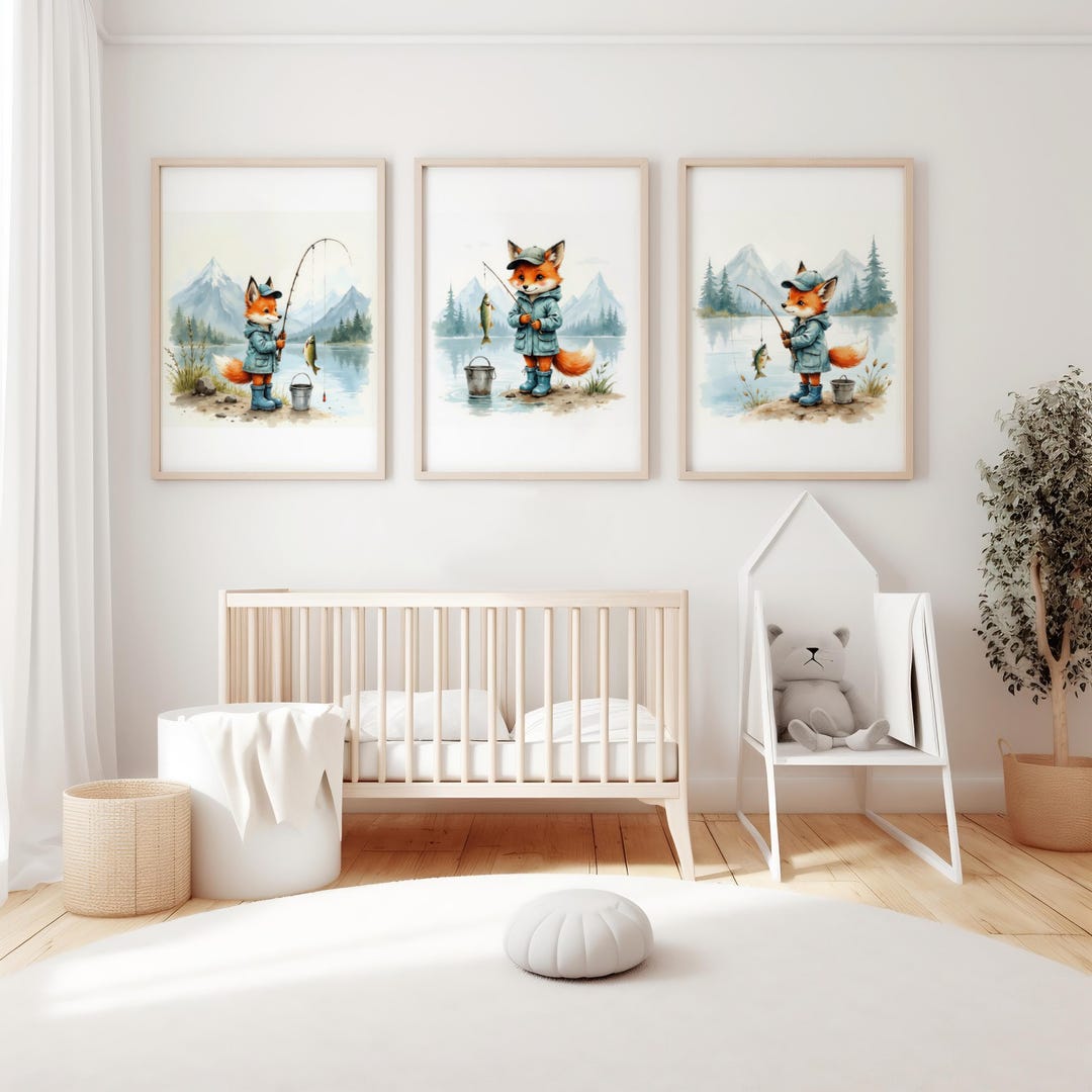 Woodland Fox Nursery Prints, Watercolor Animal Wall Art, Set of 3 ...