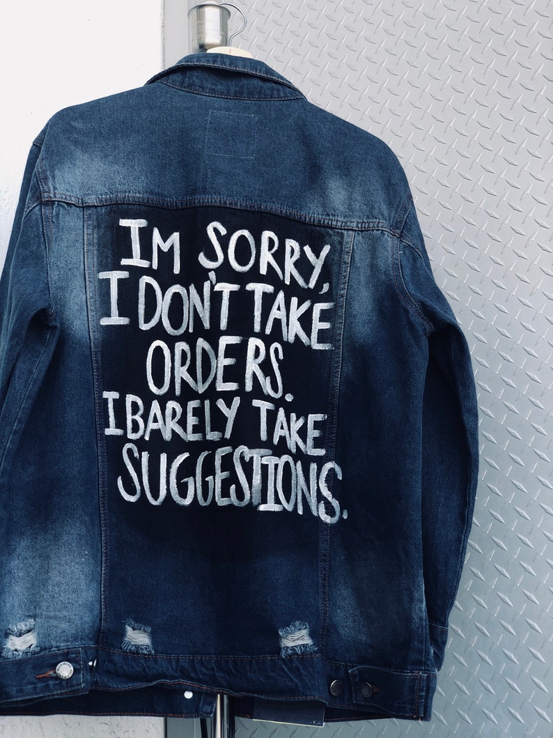 Hand Painted Jean Jackets With Quotes Etsy