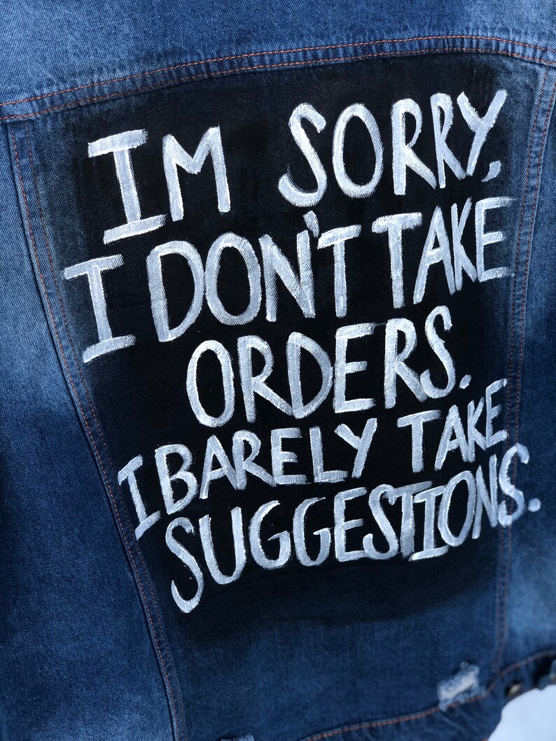 Hand Painted Jean Jackets With Quotes Etsy