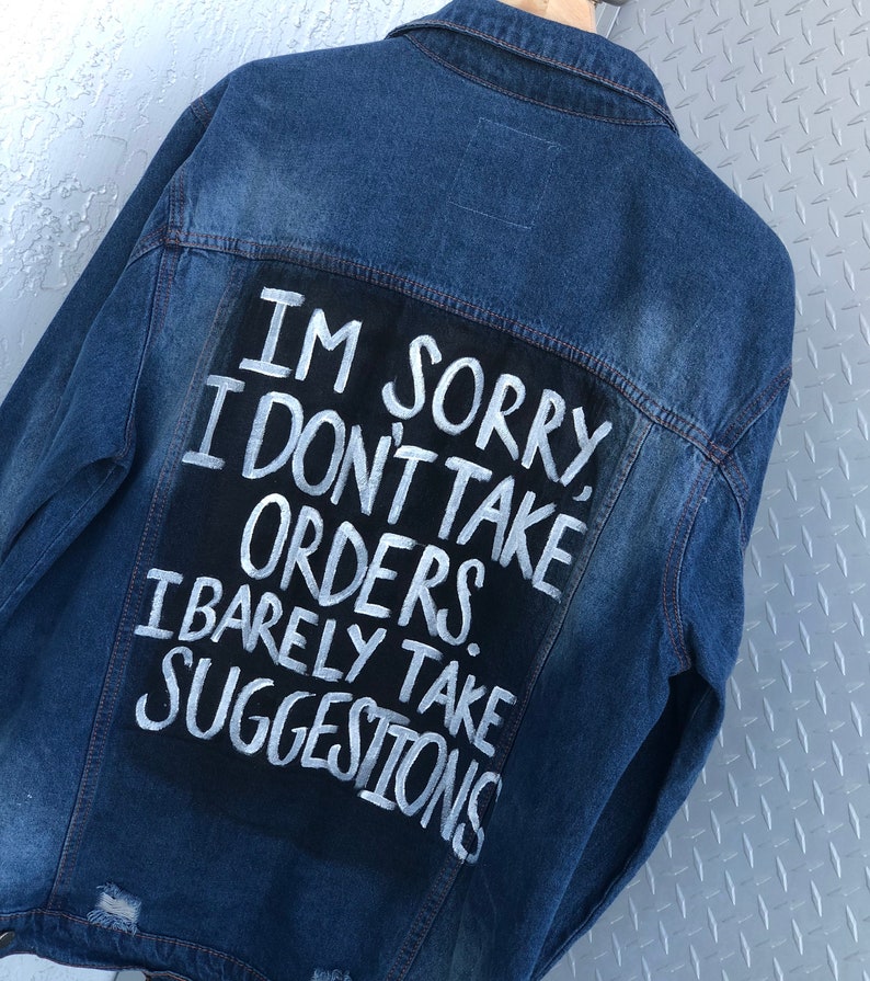 Hand Painted Jean Jackets With Quotes Etsy